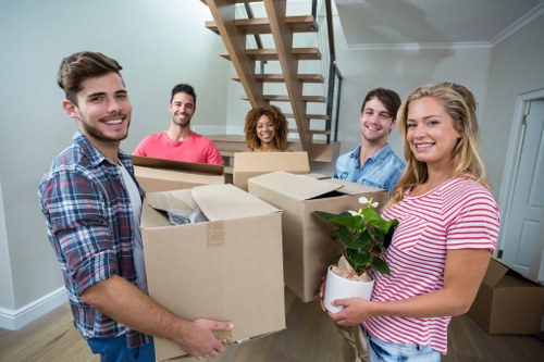 Office removals planning in Balham with boxed equipment and furniture ready for transport