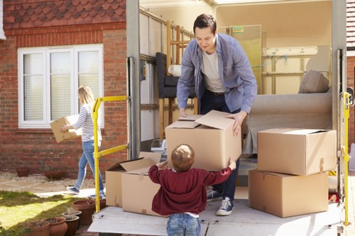 Packed boxes and furniture prepared for a Balham relocation