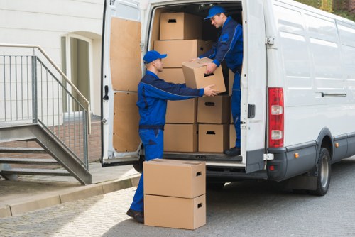 Moving van in a Balham street near residential flats