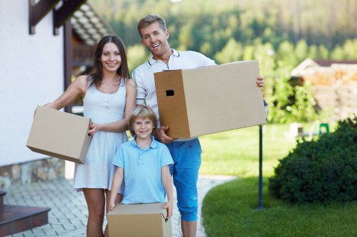 Balham flat relocation with a moving truck and packing boxes