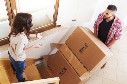 Balham residents organising boxes for a house move
