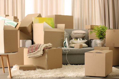 Professional team handling desks, chairs, and office items during a Balham business move
