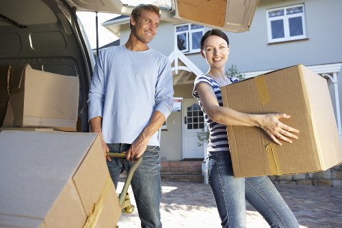 Packed boxes and furniture prepared for a Balham flat move