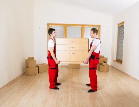 Careful loading of office items during a commercial move